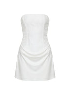 Jenevieve Strapless Drape Mini Dress White