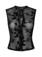 Kelira Keyhole Cutout Sheer Top Black