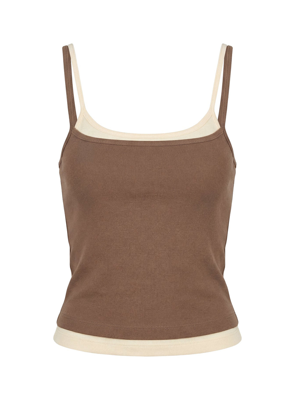 Maeka Layered Jersey Tank Top Brown / Cream