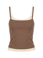 Maeka Layered Jersey Tank Top Brown / Cream
