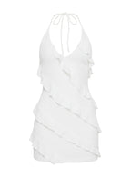 Marinna Halter Ruffle Mini Dress White
