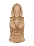 Mistori Sequin Hooded Top Gold