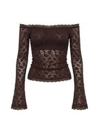 Mochapella Off The Shoulder Top Brown