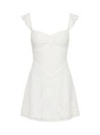 Past And Present Burnout Tie Back Mini Dress White
