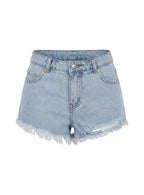 Posse Distressed Micro Denim Shorts Light Blue Wash