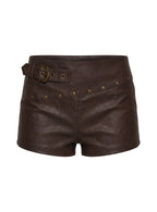 Romey Studded Micro Shorts Charcoal Brown