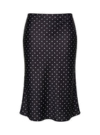 Somani Satin Midi Skirt Black Polka Dot