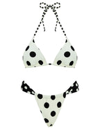 Jenner Triangle Bikini Top Cream / Polka Dot