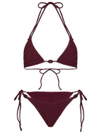 Glora Tie Side Textured Bikini Bottom Red