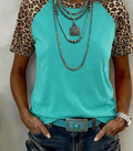 Casual Leopard Print Patchwork Short Sleeve T-Shirt