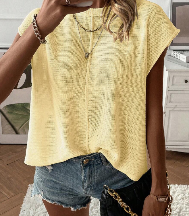 Women's Casual Solid Color Batwing Sleeve Sweater Vest